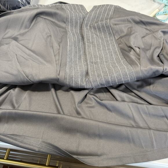 Lulus Size XL Posh Attraction Grey Pinstriped Button-Front Halter Mini Dress NEW - Picture 7 of 10